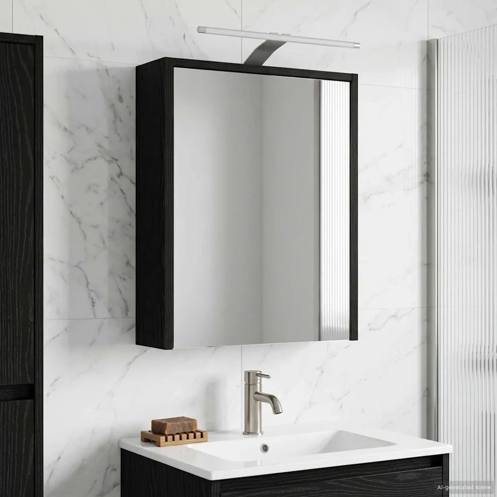 Mobiletto per specchio da bagno Rovere Nero 43 x 16 x 62.5 cm