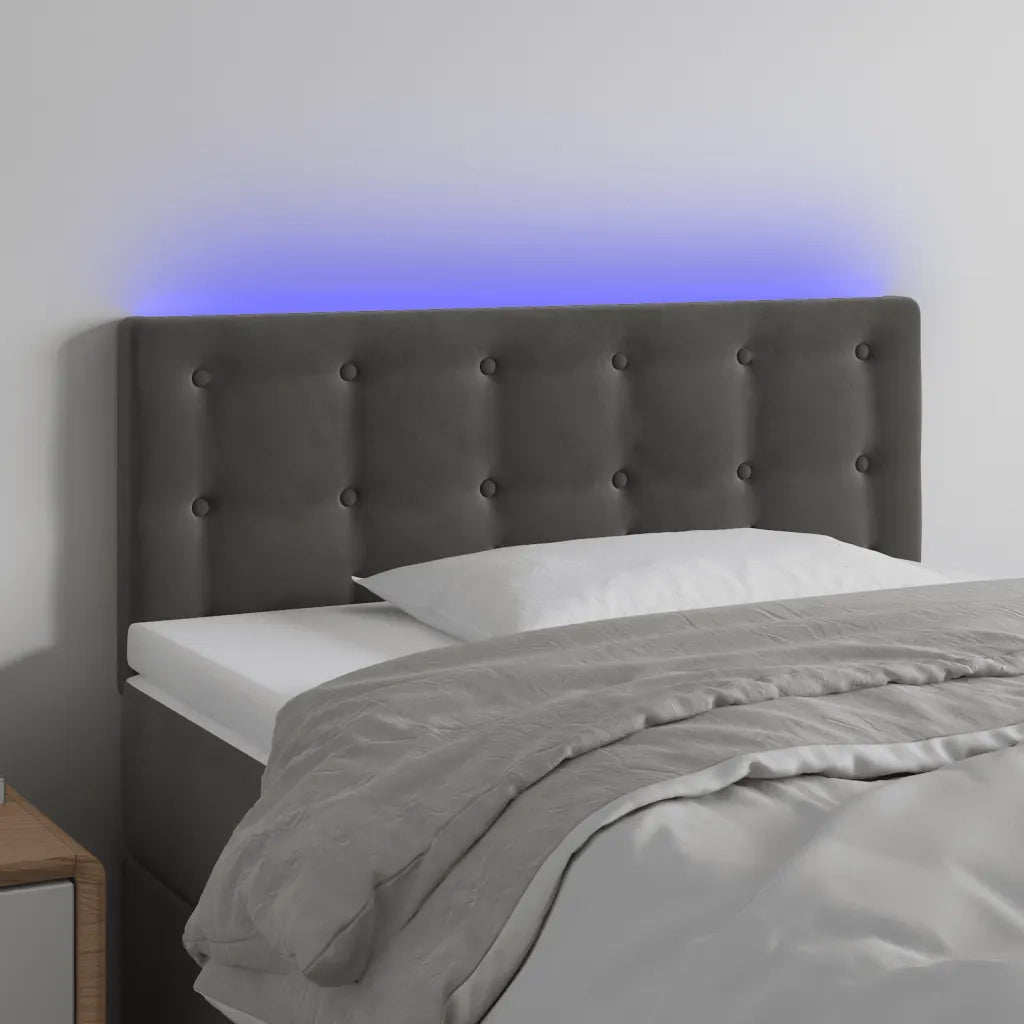Testiera a LED-Testata con LED Grigio Scuro 90x5x78/88 cm in Velluto 565436