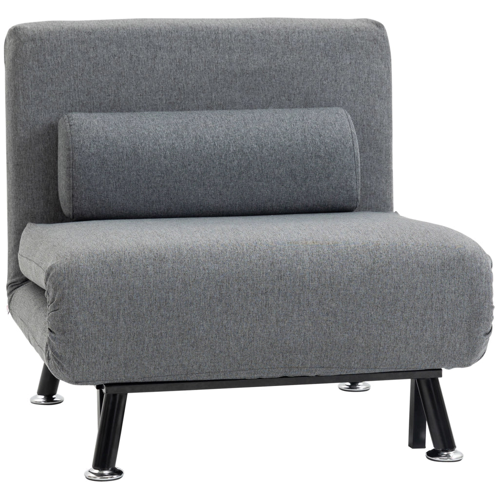 Poltrona letto pieghevole con schienale regolabile, Grigio Scuro, 75x70x75 cm