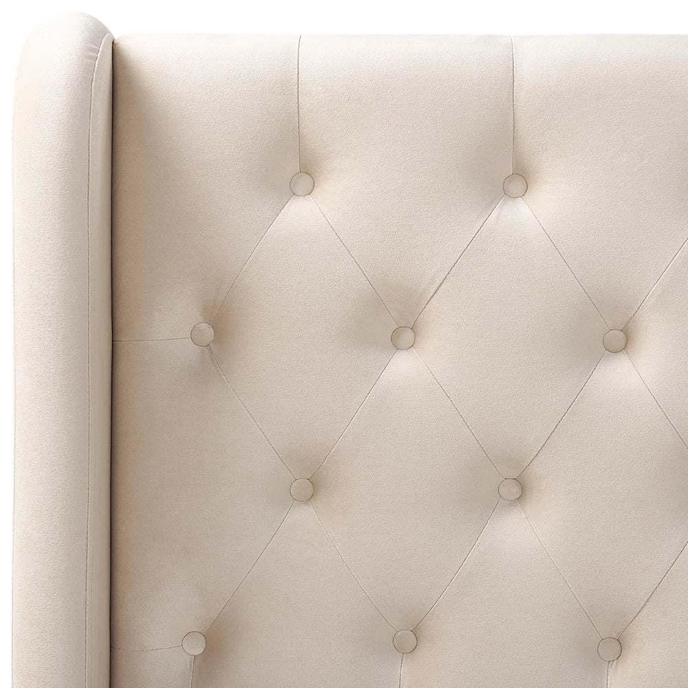 Letto matrimoniale velluto beige 140 x 200 cm design moderno contemporaneo
