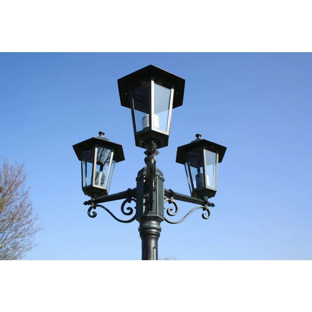 Lampada da terra da giardino a 3 bracci 215 cm alluminio verde scuro 02_0042534