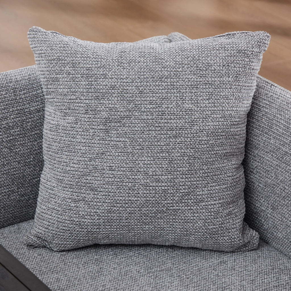 poltrona con tavolino laterale e 2 tasche portaoggetti; gambe in metallo; ciniglia grigia 86 Ã— 72 Ã— 71 cm