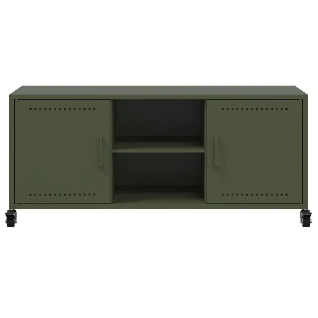 Mobile TV Verde Oliva 100,5x39x43,5 cm in Acciaio
