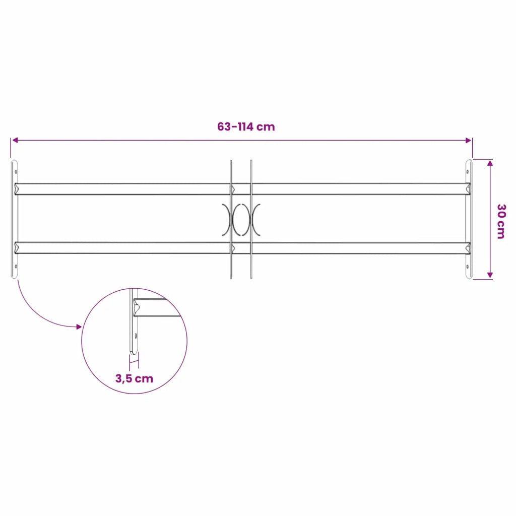 Griglia di Sicurezza per Finestre con 2 Traverse 63-114 cm CFW6578237