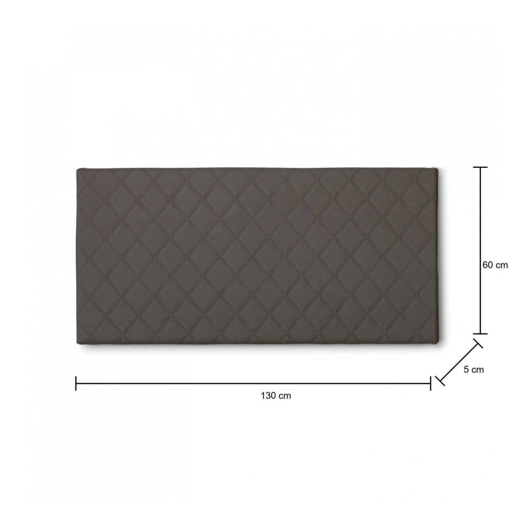 Letto piazza e mezza Acca, Testata in ecopelle a muro, Made in Italy, adatta a letto da una piazza e mezza, cm 130x60, Tortora