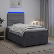 Letto Box Spring LED con Materasso Grigio Chiaro 120 x 200 cm 3455825