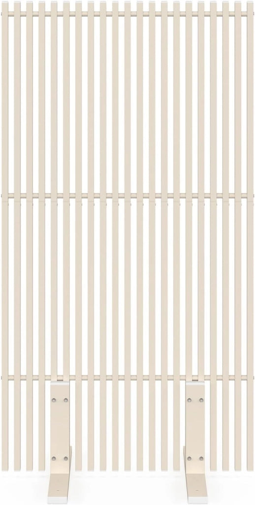 Schermo Perforato per Esterni Decorativo Claustra 80 x 150 cm Beige lamelle Verticali in Metallo