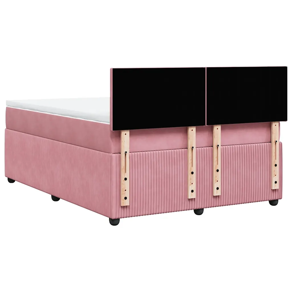Giroletto a Molle con Materasso Rosa 140x200 cm in Velluto