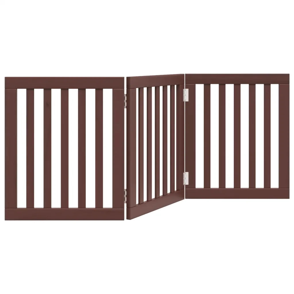 Cancello Cani Pieghevole 3 Pannelli Marrone 150cm Legno Pioppo 352260