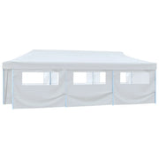 Tenda Pieghevole Pop-Up con 8 Pareti Laterali-Tenda Gazebo 3x9 m Bianca