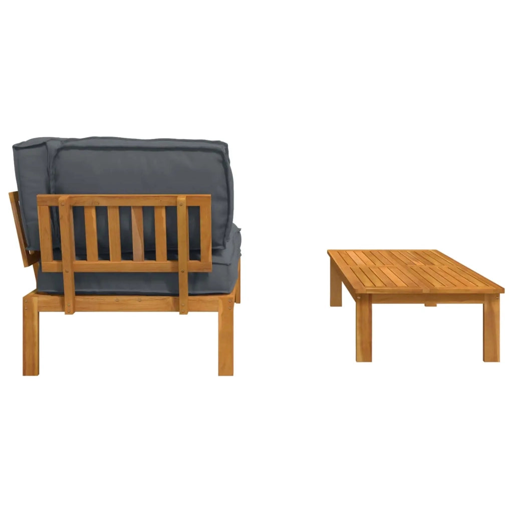 Set di divani 2 pcs Antracite Legno di Acacia Massello