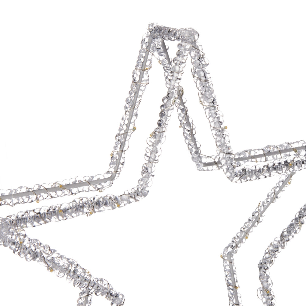 Decorazione natalizia a LED stella per interni ed esterni luci LED illuminazione in metallo bianco Simo accessorio di Natale