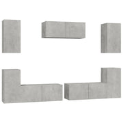 Set di mobili da 7 pezzi tra cui armadio credenza mobile TV televisore per soggiorno camera da letto salotto legno ingegnerizzato grigio 02_0025162