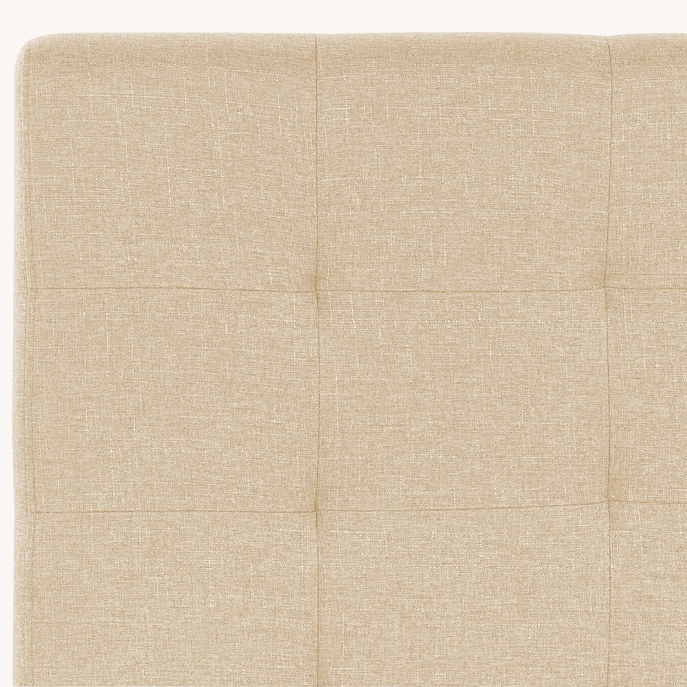 Letto imbottito tessuto beige rete a doghe testiera trapuntata 180 x 200 cm