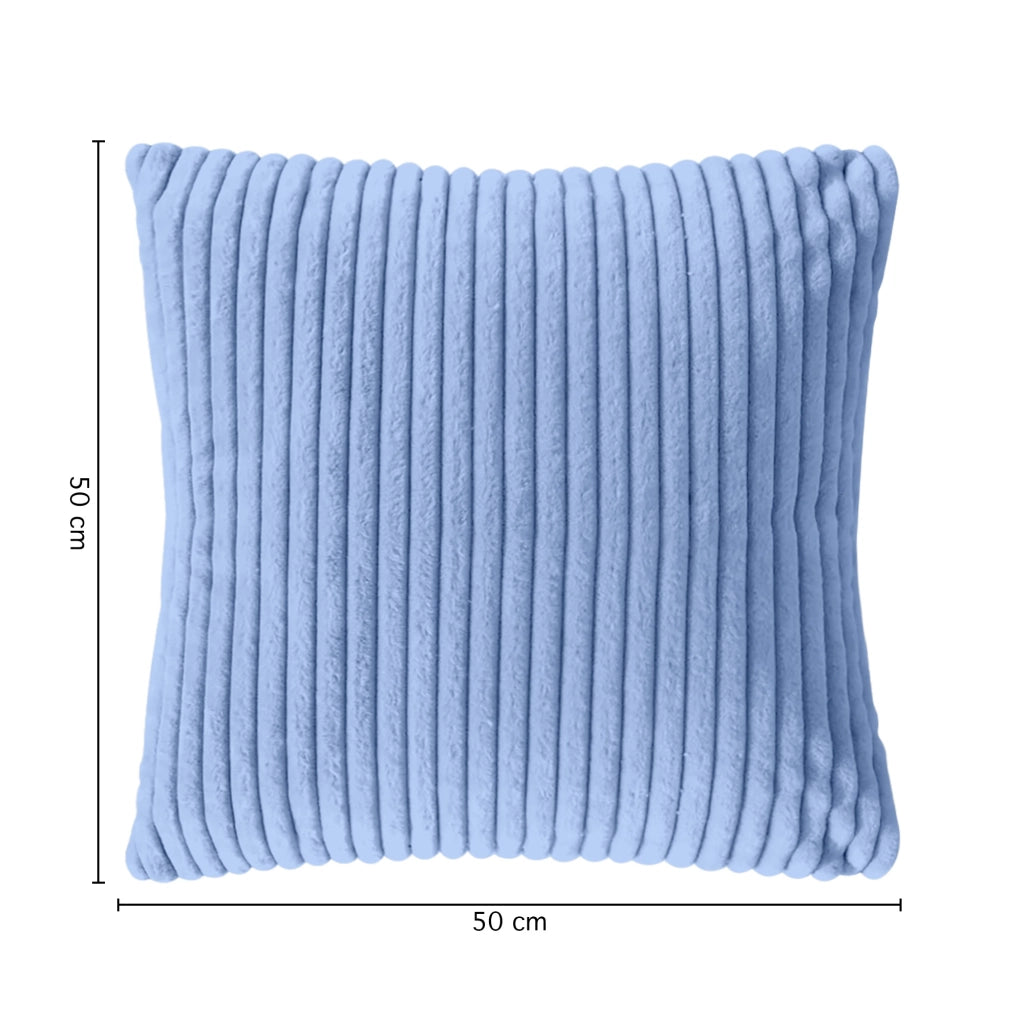 Cuscino In Ciniglia Quadrato Anima Compresa 50 x 50 Con Zip Fodera Moderna Super Morbido Per Divano Camera Letto Copri Cuscini Con Imbottitura - Azzurro