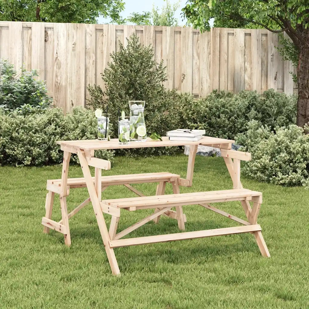 Tavolo da Picnic con Panche in Legno Abete 2-in-1 Convertibile 4008991