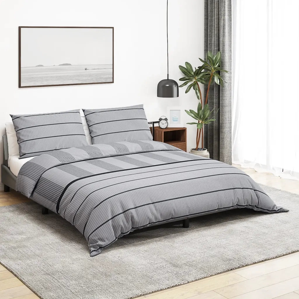Set Copripiumino Grigio 225x220 cm in Cotone 136445