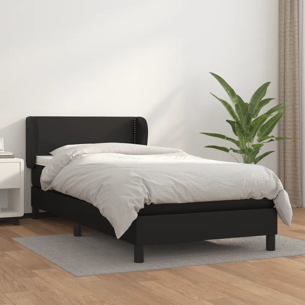 Giroletto a Molle con Materasso-Struttura Letto Nero 90x200 cm in Similpelle 321037