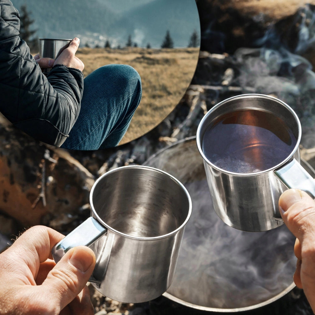 Tazza da viaggio in acciaio KADAX da 500 ml (0,5 l) per la pesca, in metallo, 2 pezzi