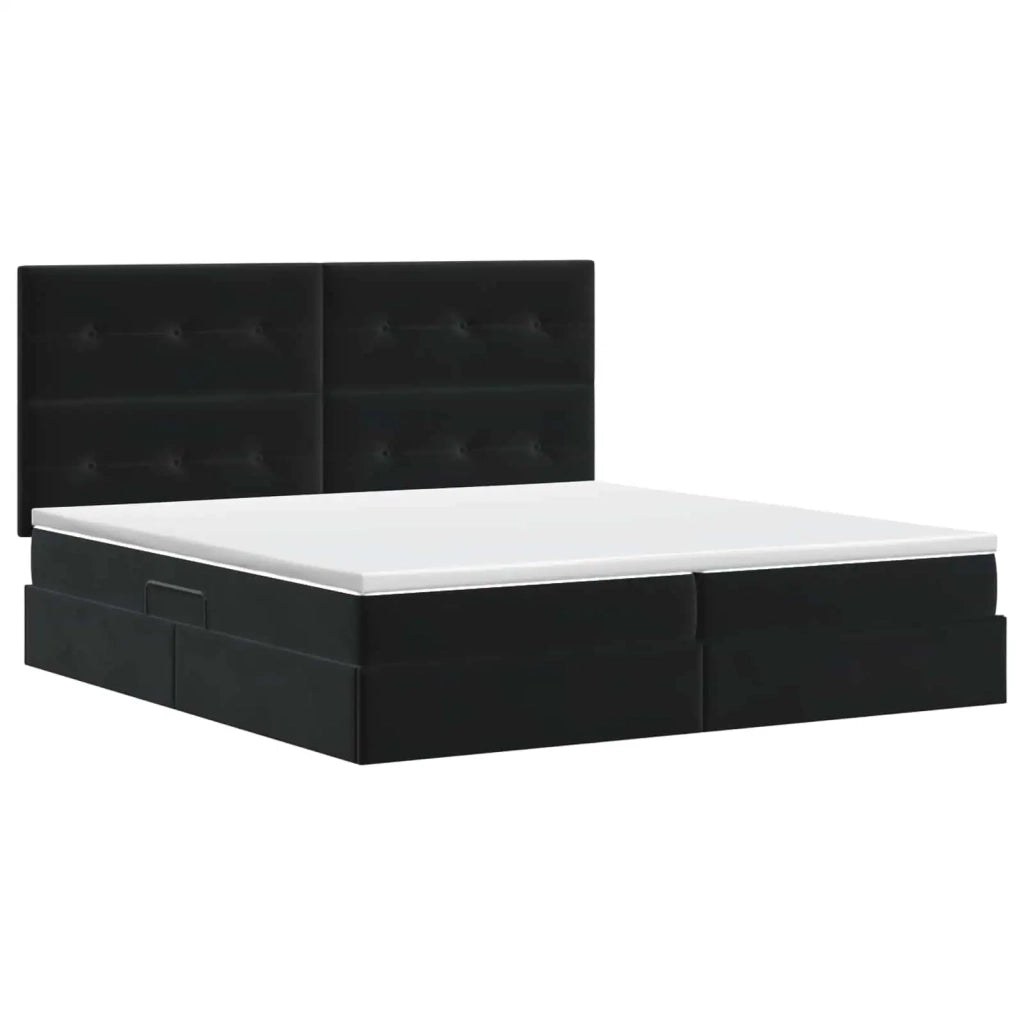 Letto con contenitore e materasso Nero 200 x 200 cm Velluto 3459713