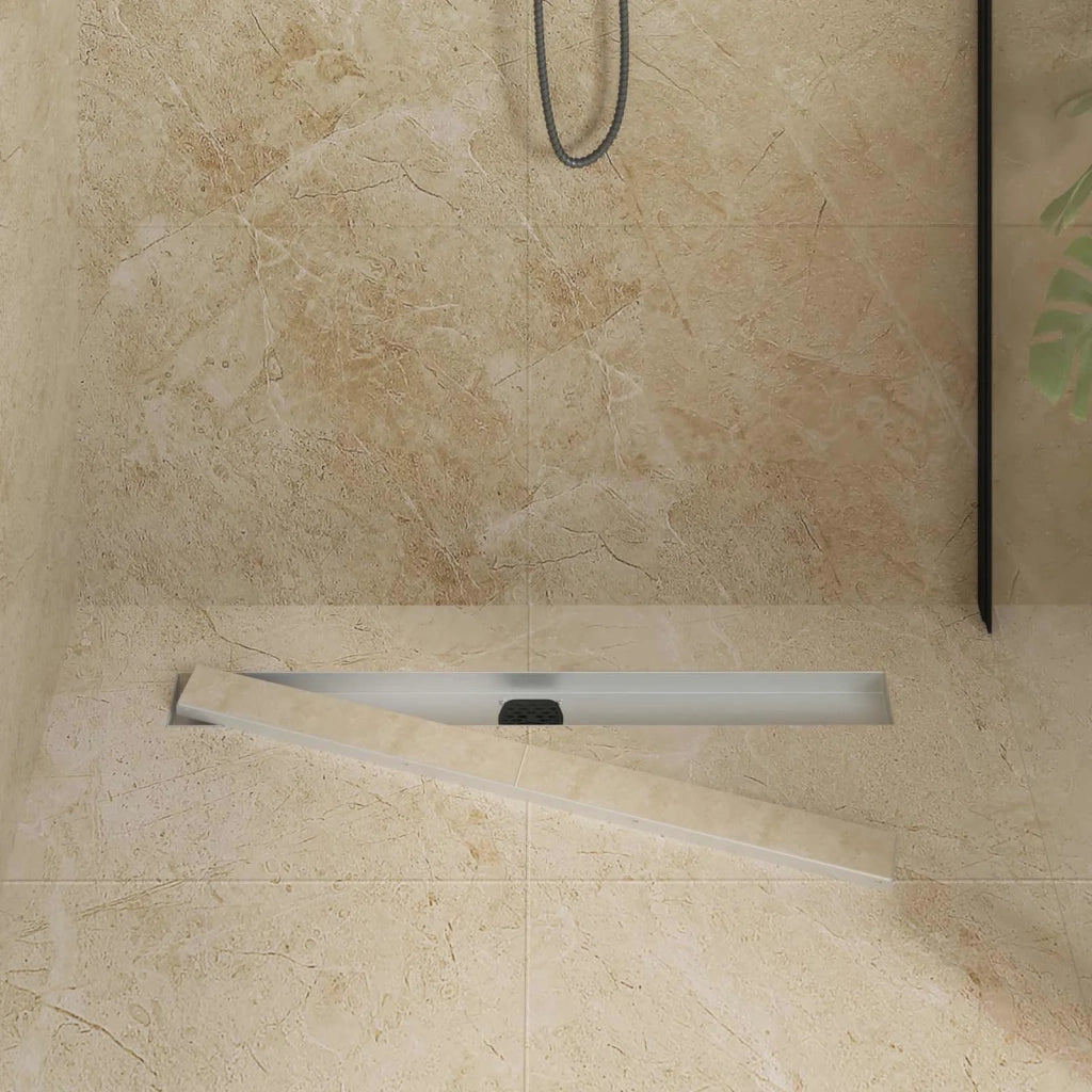 Scarico doccia 2-in-1 con sifone a 360° Argento 80 cm