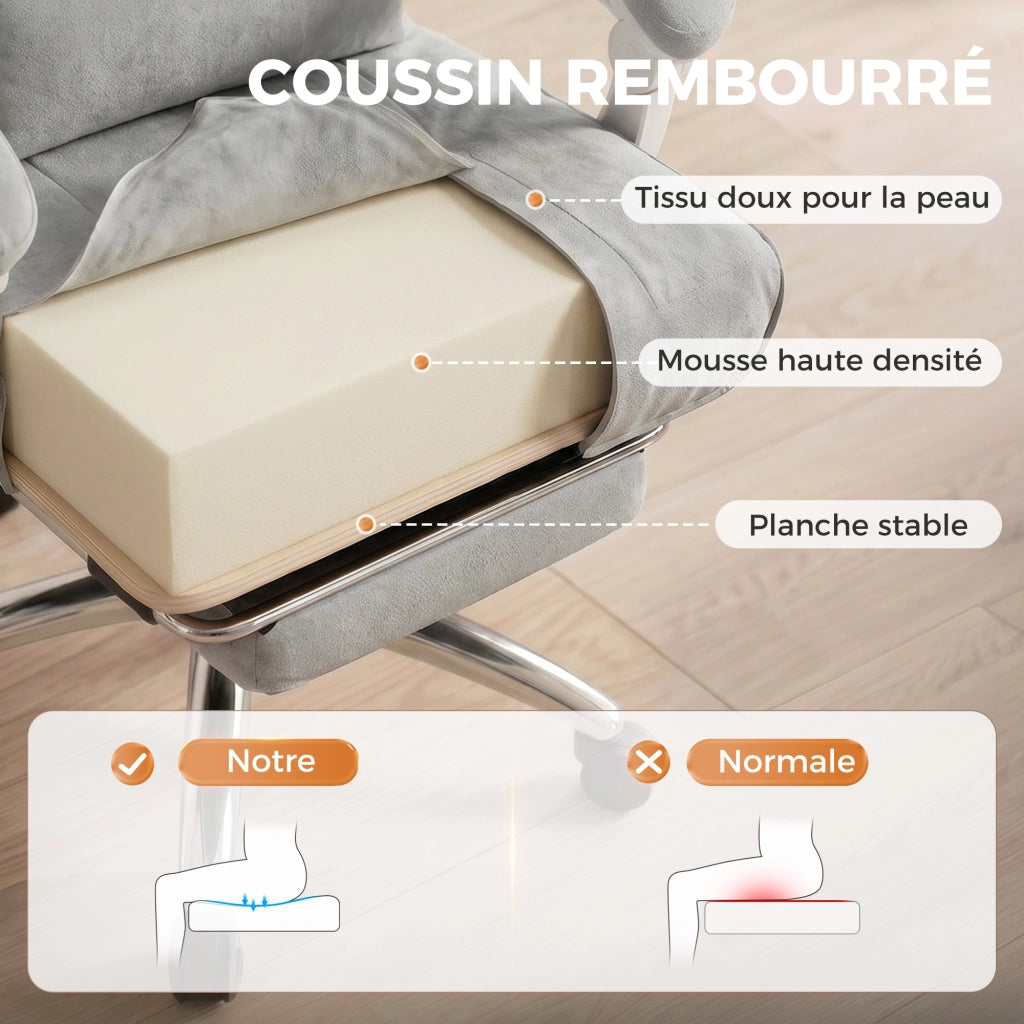 Poltrona da ufficio ergonomica reclinabile in velluto ¨C zephmum ¨C grigio chiaro