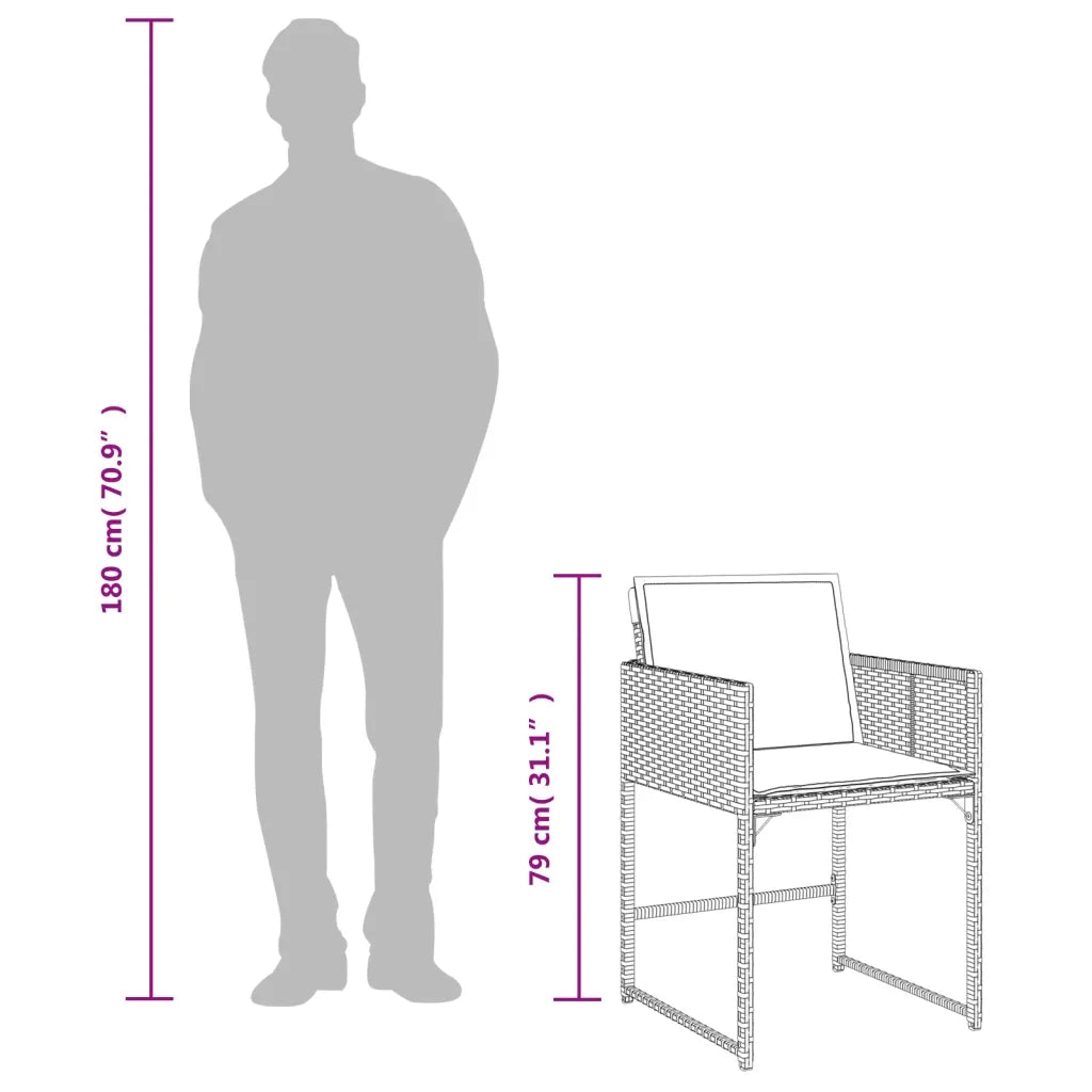 Set da pranzo da giardino da 13 pz con Cuscini in Polyrattan Grigio 3278172