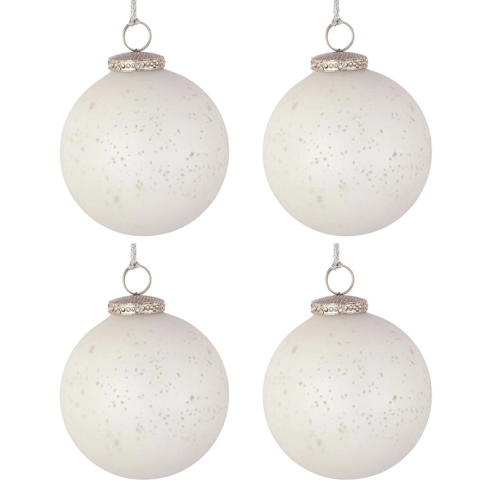 Palline di Natale in Vetro Bianche e Strass Elegantia Diametro: 100 mm