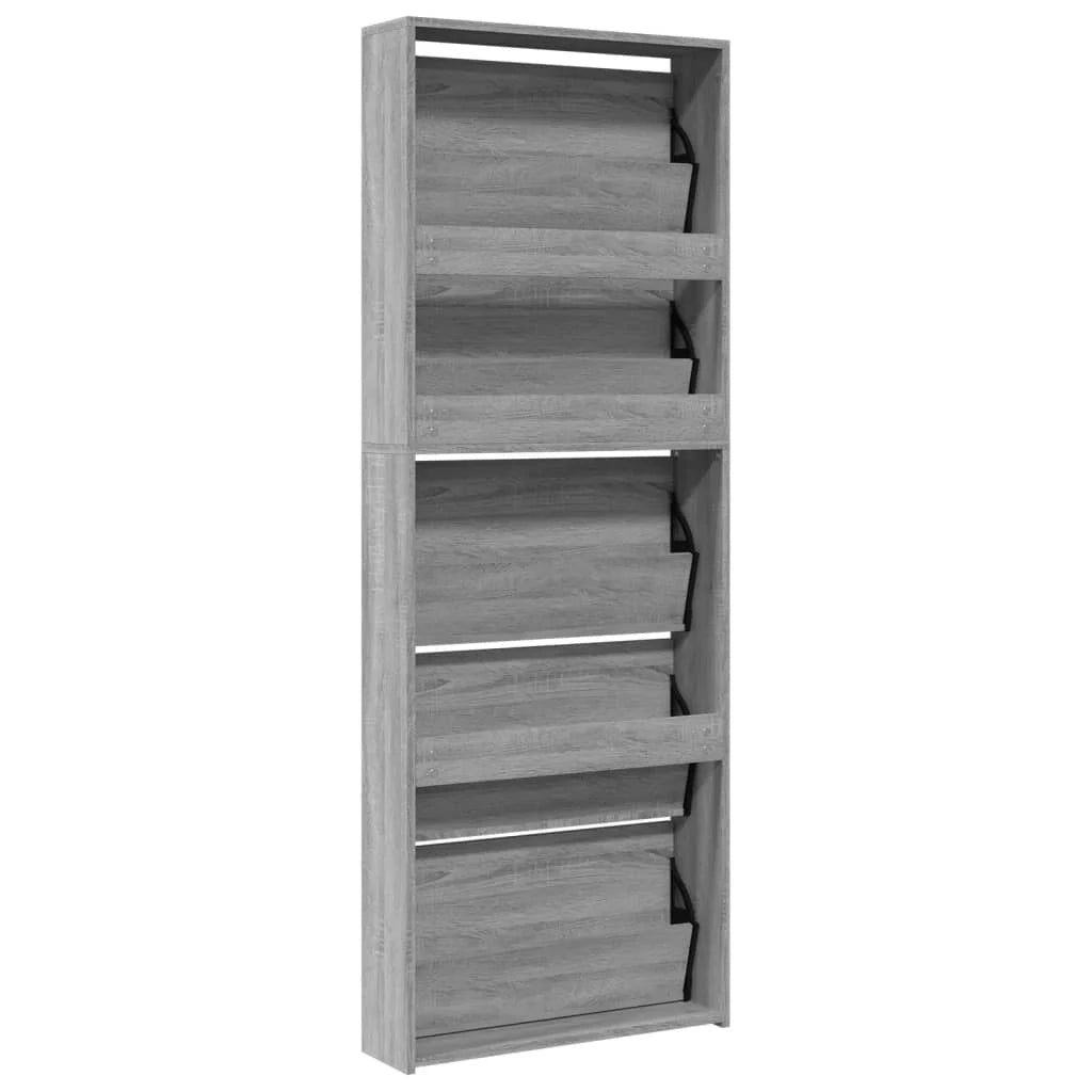 Scarpiera mobile contenitore per scarpe mobile per ingresso/corridoio/soggiorno con specchio 5 ripiani finitura rovere Sonoma 63 x 17 x 169,5 cm grigio 02_0021891