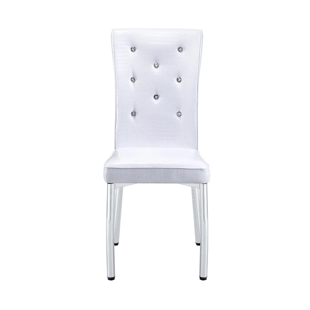 2 Sedie da pranzo imbottite in pelle di coccodrillo retr¨° con fibbia di cristallo e design in similpelle - Xylo - Piedi in metallo zincato