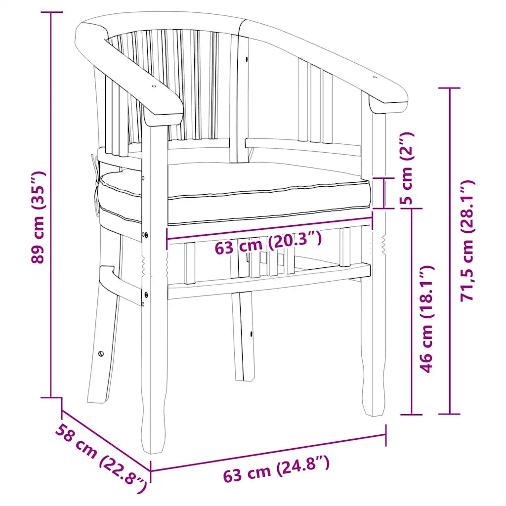 vidaXL Sedie da giardino 2 pcs Marrone 63 x 58 x 89 cm
