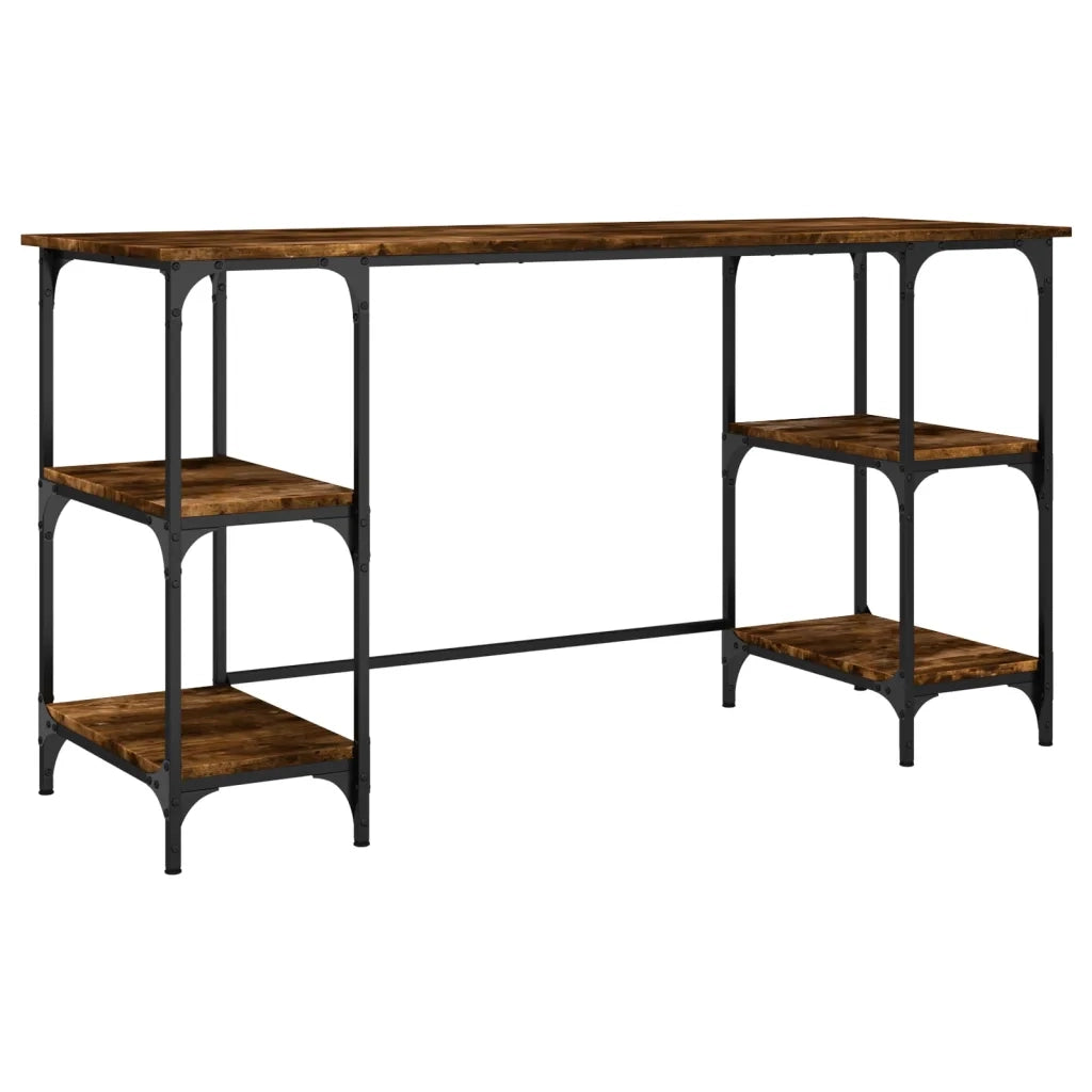 Scrivania Rovere Fumo 140x50x75 cm Metallo e Legno Multistratocod mxl 89613