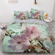 Set di letto fiori 200 x 200 cm verde rosa fiori decorativo e 2 coperte per cuscini 80 x 80 cm morbidi microfibra fiori set di letto per letto matrimoniale