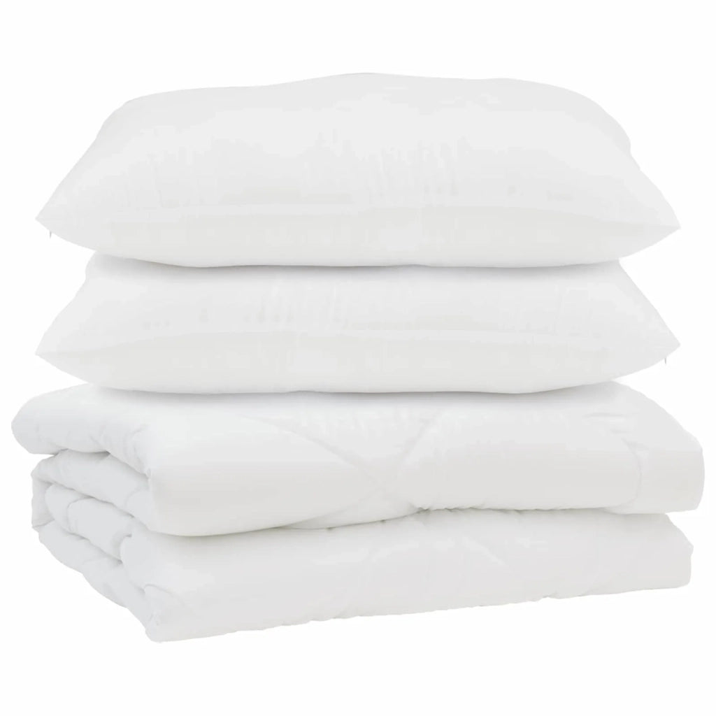 Piumone con cuscino 3 pcs Bianco Microfibra