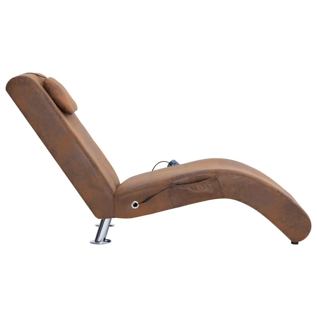 Sdraio Massaggiante con Cuscino Marrone Similpelle Scamosciata cod mxl 64451