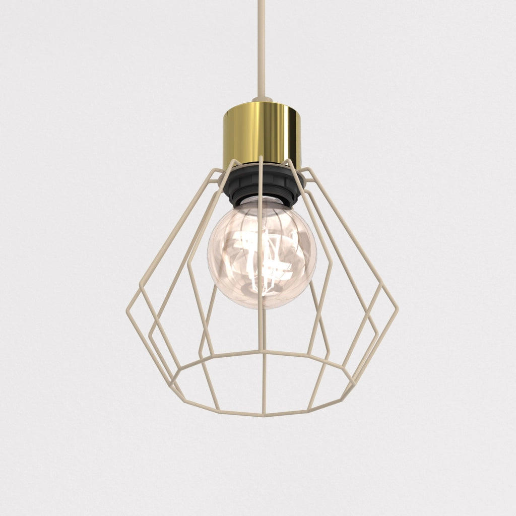 Lampada sospesa industriale Parkla 1xE27 beige oro