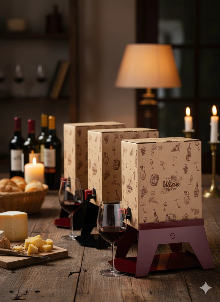 Supporto per Contenitore Vino 15 cm Bag 5L con Vassoio in Ferro Alluminato Lisa Luxury Bacco Nero