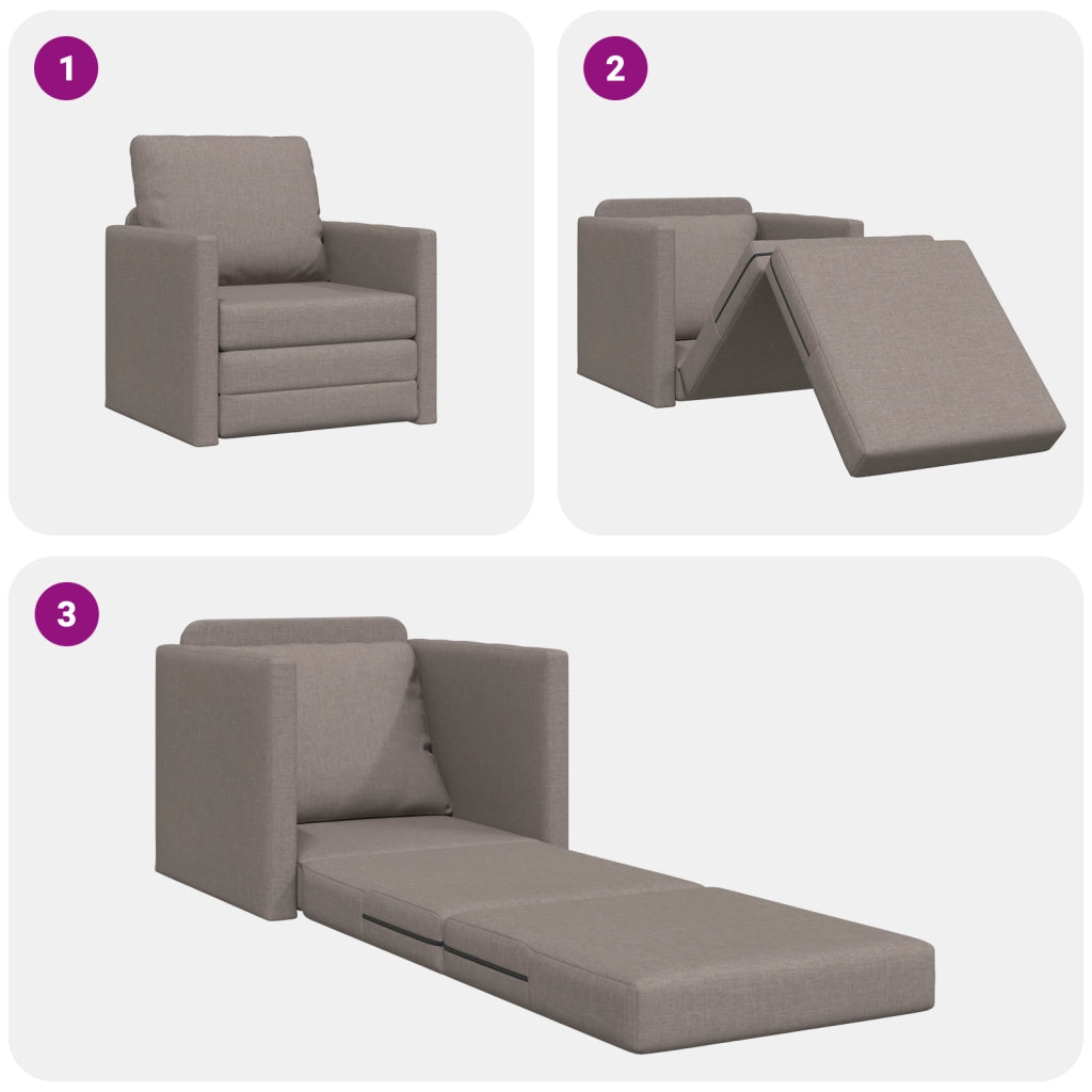 Divano Letto 2-in-1 Tortora 74x77x81 cm Tessuto