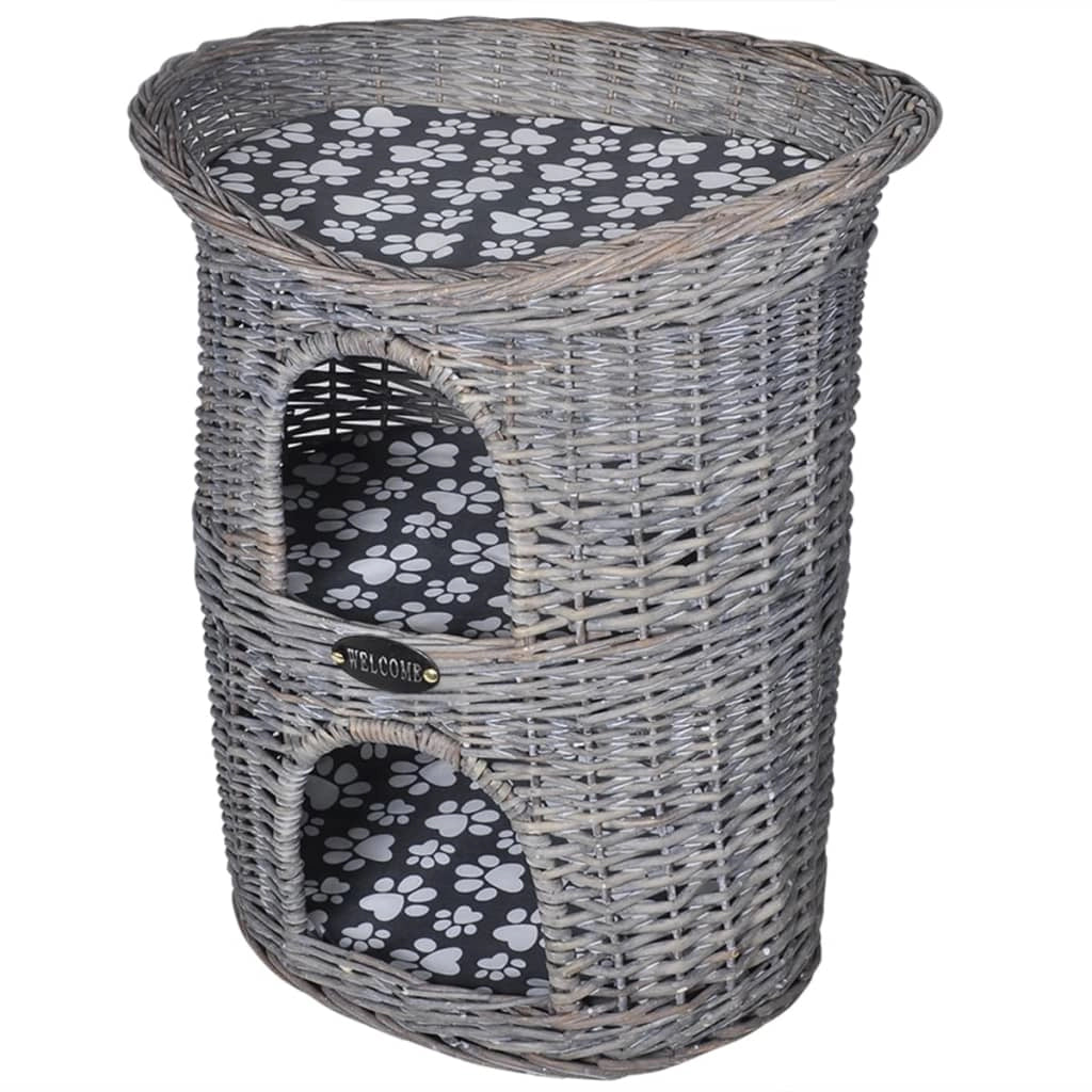 Tiragraffi/cuccia a 2 livelli con cuscino salice grigio 02_0022785