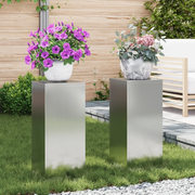 Supporti per Piante da Esterno Set 2 pz 24x24x55 cm Acciaio Zincato