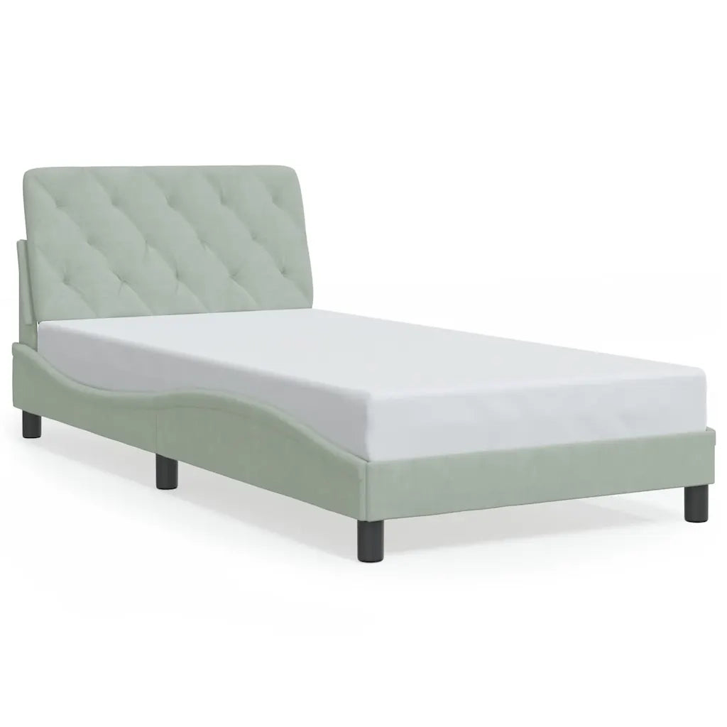 Giroletto senza Materasso Grigio Chiaro 100x200 cm Velluto