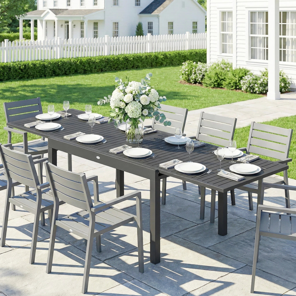 Tavolo da Giardino Allungabile per 6-10 Persone ¨C zephmum ¨C Grigio 135-270x90x75 cm