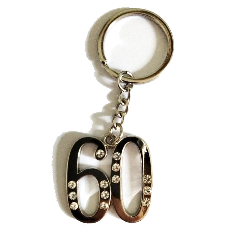 Trade Shop - 12 Portachiavi Porta Chiave Con Numero 60 Bomboniere Confetti Per Compleanno -