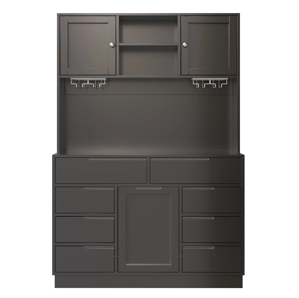 Armadio cucina 120x40x183.5 cm con illuminazione LED; 8 cassetti; MDF; nero