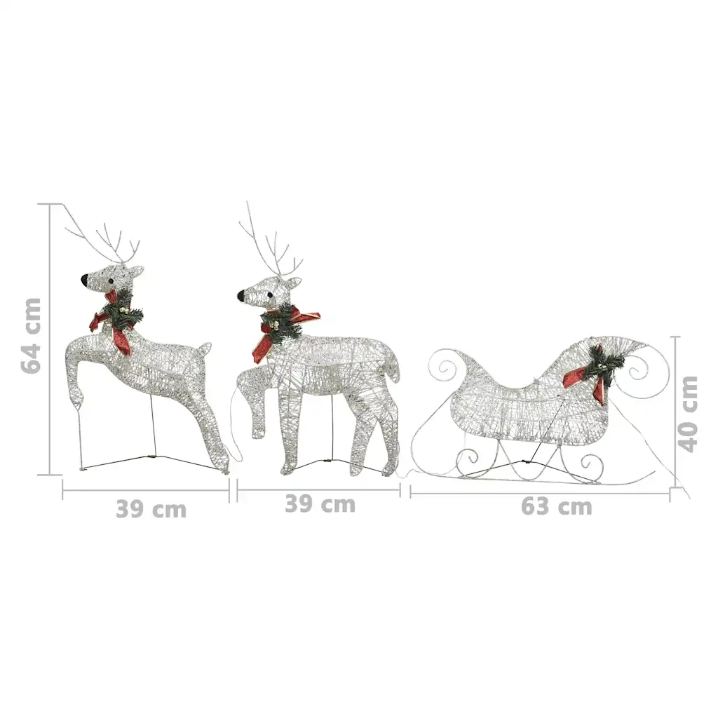 Renne e Slitta di Natale Decorazione per Esterni 60 LED Oro CFW6882077