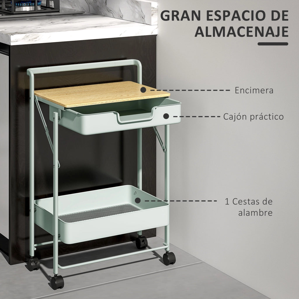 Carrello cassettiera con ruote ¨C zephmum ¨C verde chiaro 60x40x80