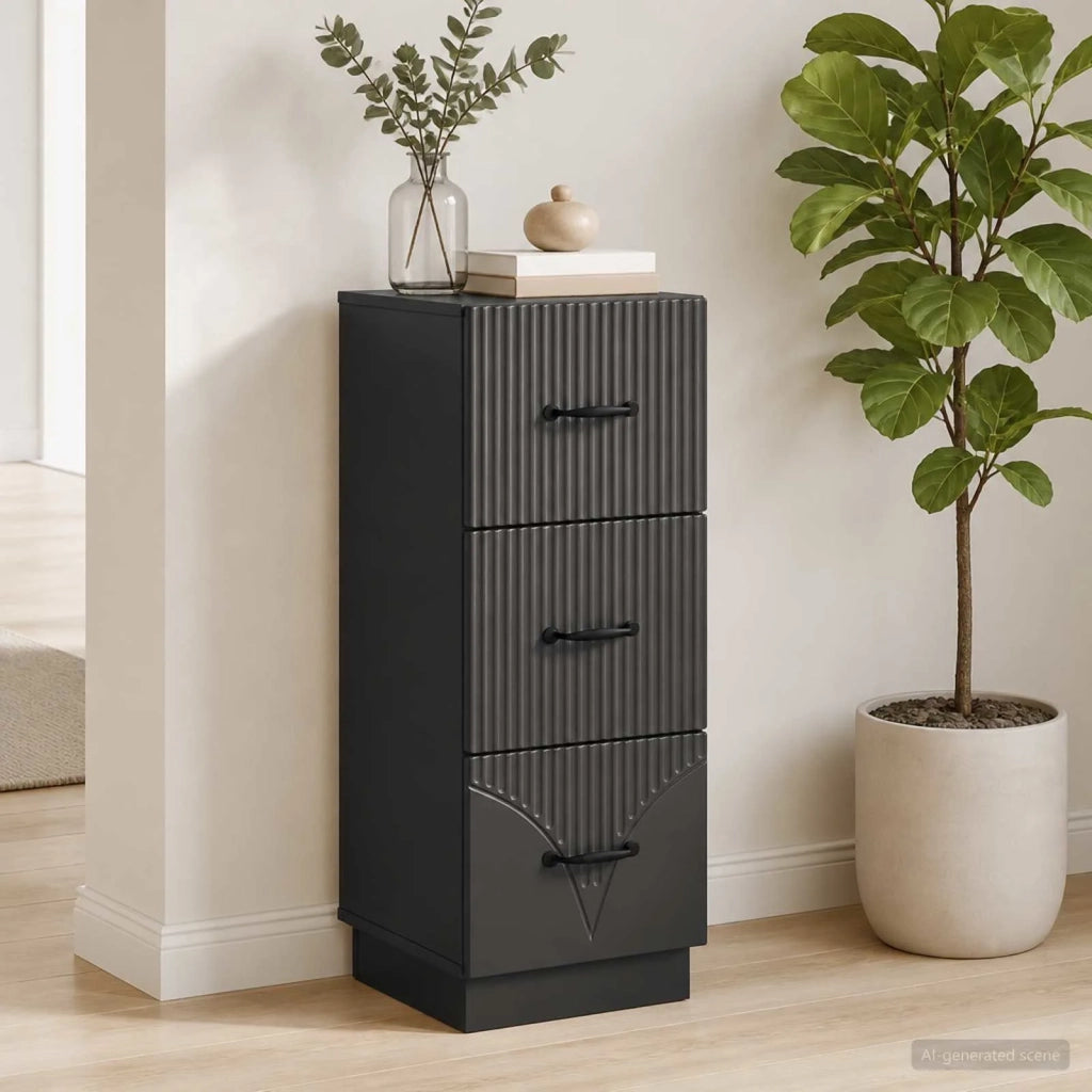 Mobile con Cassetti 33 x 34,5 x 87 cm Legno ingegnerizzato Nero 895306