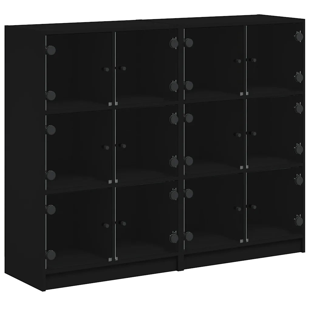 Libreria con Ante Nera 136x37x109 cm in Legno Multistrato