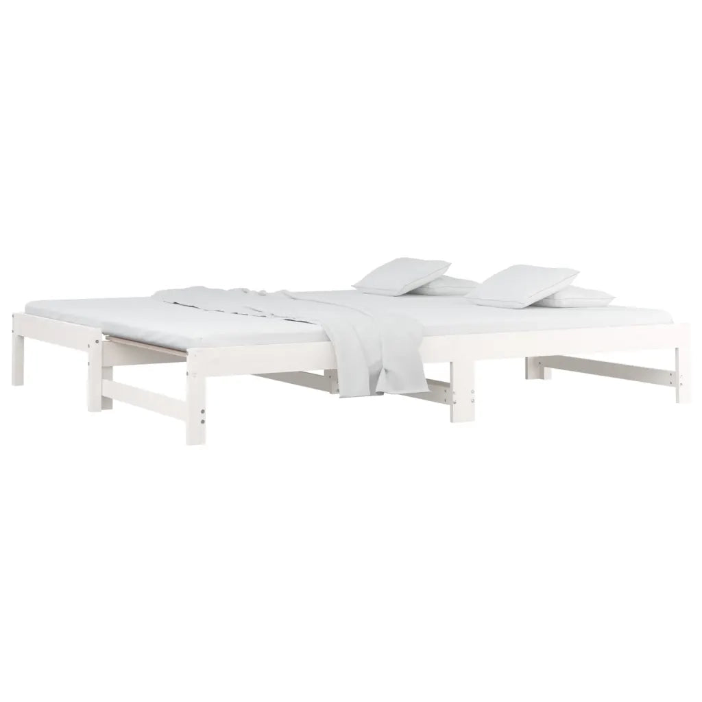 Dormeuse Estraibile Bianca 2x(80x200) cm Legno Massello di Pino
