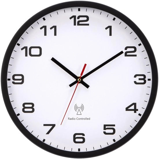 Orologio da parete a controllo radio grande da parete a controllo radio con design moderno o vintage in nero e bianco 30 cm alimentato da batterie adatto per cucina camera da letto soggiorno e bambini